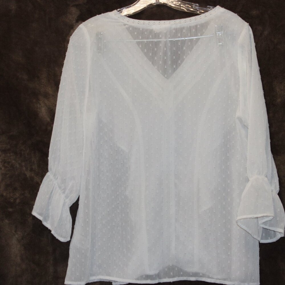 Entro Women Sheer Lace Top Small Flare Butterfly Sleeve Fairy Cottagecore BOHO - Picture 4 of 5